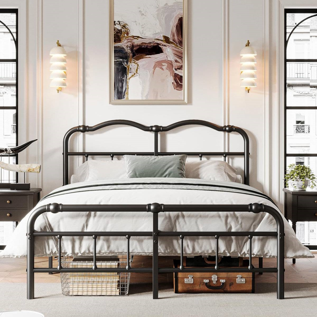CA King Industrial Vintage Heavy Duty Steel Slat Bed Frame